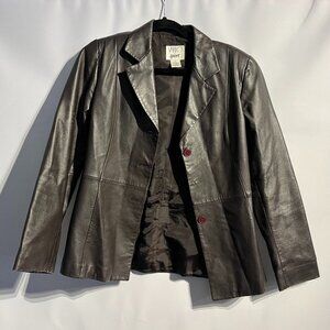 VAKKO Black Leather Sport Coat